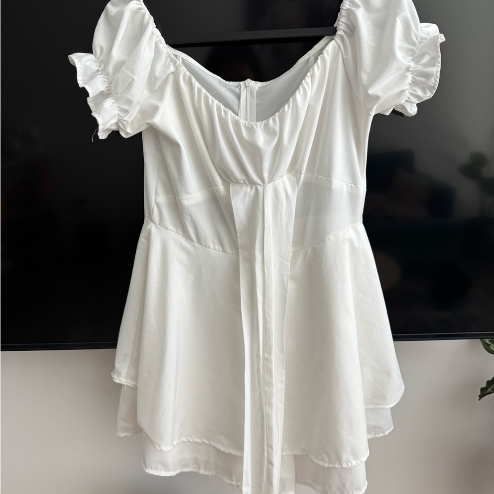 White dress with wrap around straps